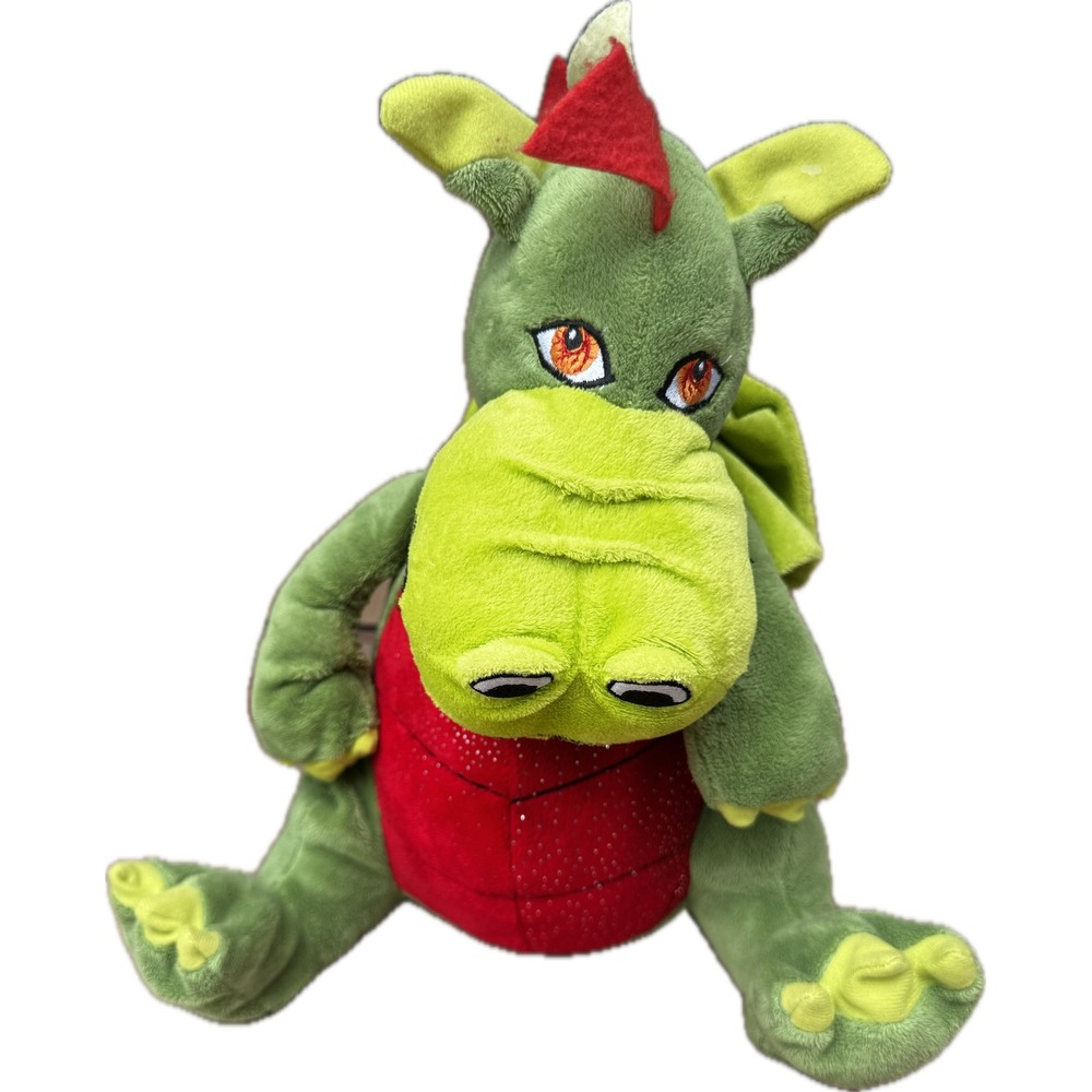 Teddy Mountain Green Dragon Plush Red Belly Stuffed Animal 16" Fantasy Toy